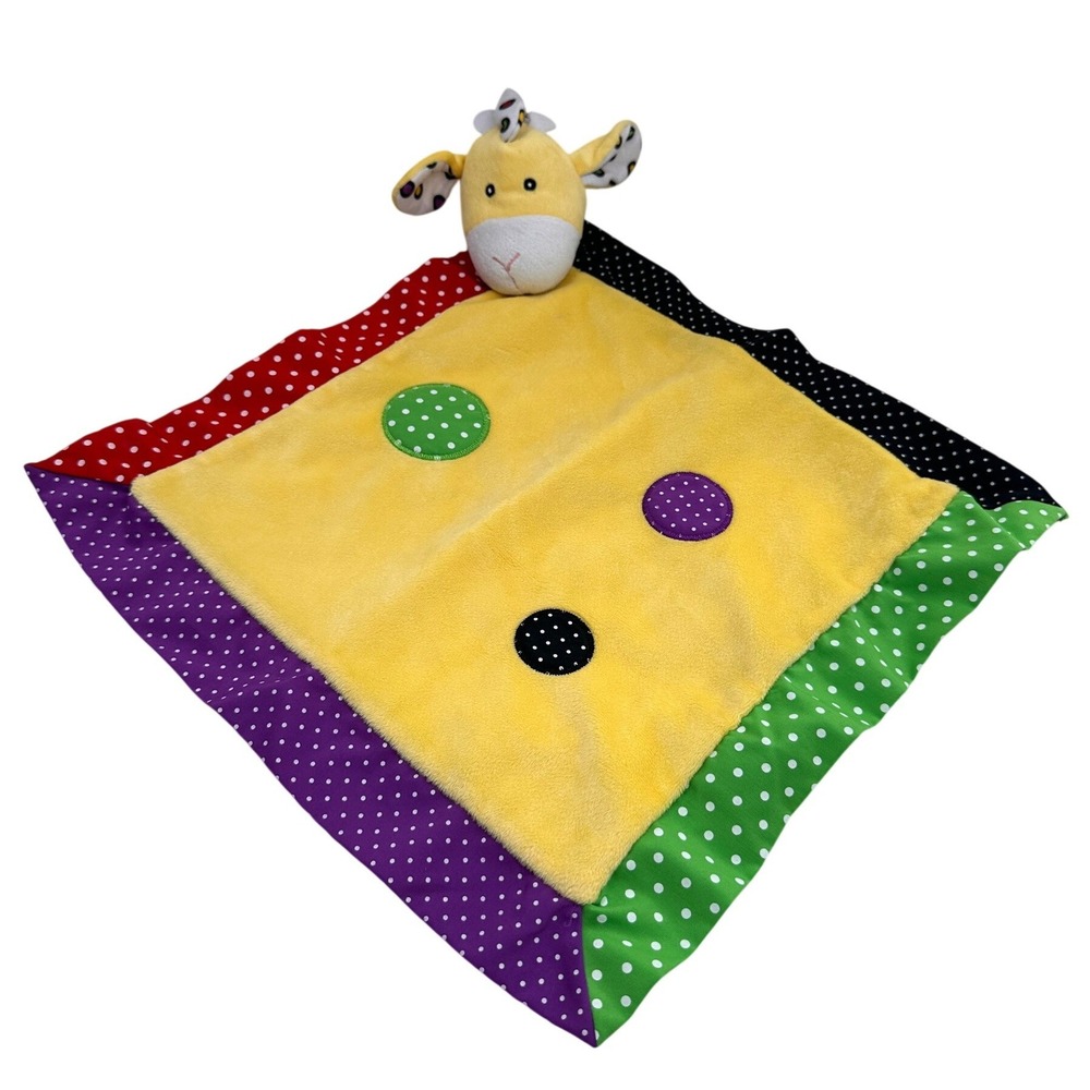 Baby Ganz Giraffe Plush Lovey Security Blanket Yellow Polka Dot Kids Toy Nursery